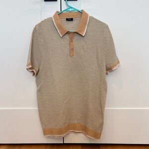 Express Vintage Inspired Neutral Knit Sweater Polo Men’s Medium